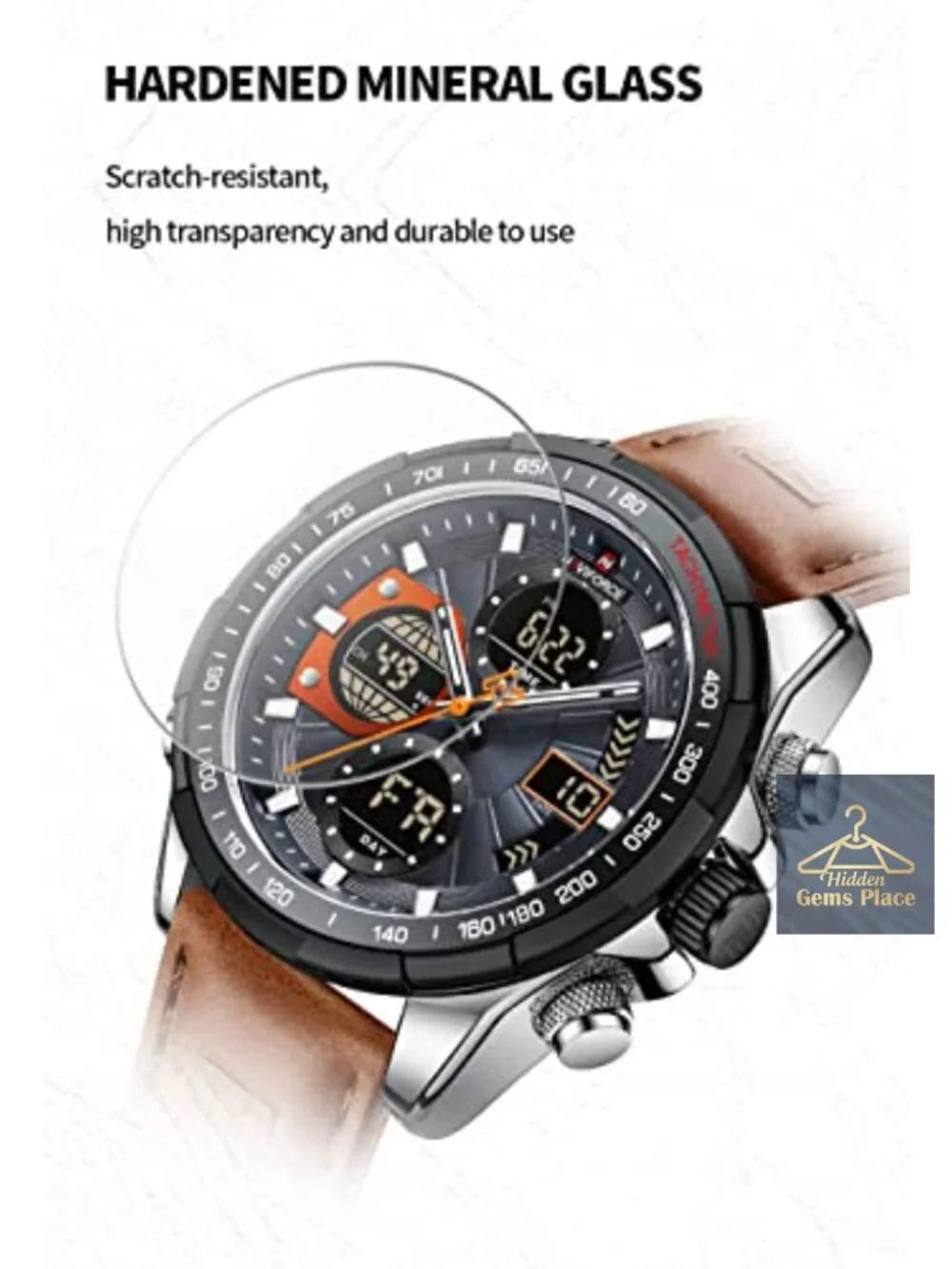 Men's Military Digital Analog Quartz Waterproof Watch Leather Strap Chronograph